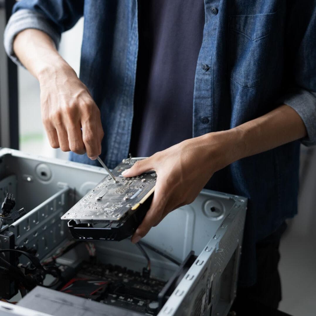 Modern technology workspace with multiple screens